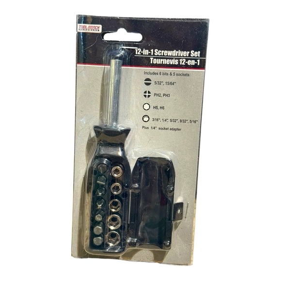 Tool Bench Hardware 12-In-1 Magnetic Bits & Sockets Handle Storage Screwdriver - Picture 1 of 7